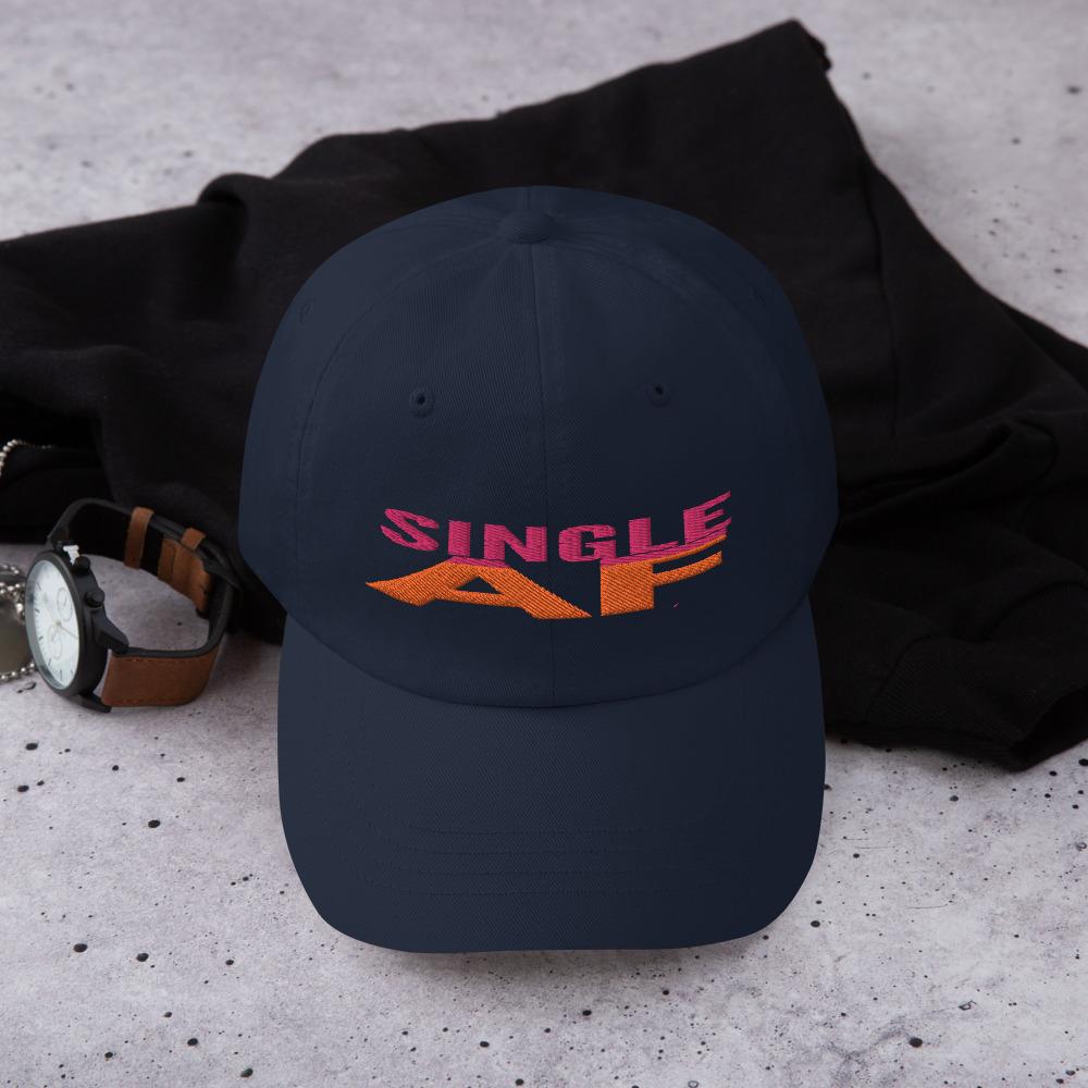 Printful Dad Hat Navy Single As Fuck Embroidered Dad Hat-Custom Adjustable Dad Hat