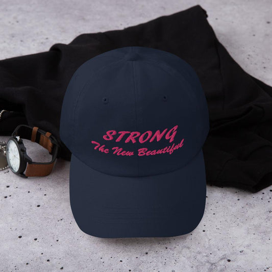 Printful Dad Hat Navy Strong Embroidered Dad Hat-Custom Adjustable Dad Hat-Pink