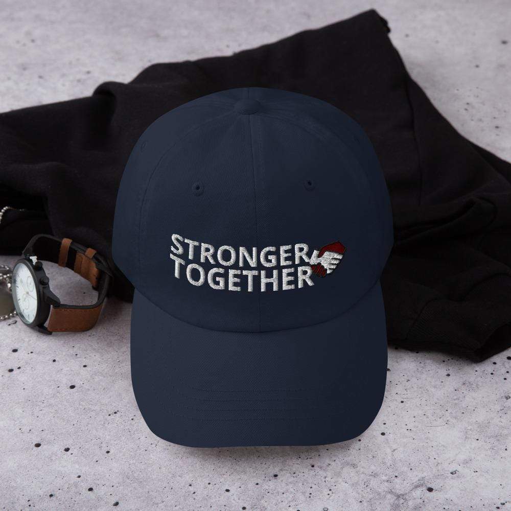 Printful Dad Hat Navy Stronger Together Embroidered Dad Hat-Custom Adjustable Dad Hat-White