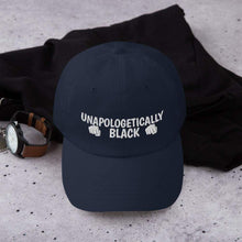 Φόρτωση εικόνας στο εργαλείο προβολής Συλλογής, Printful Dad Hat Navy Unapologetically Black Embroidered Dad Hat-Adjustable Dad Hat-White
