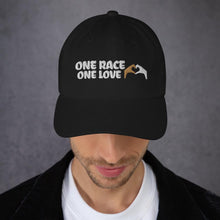 Load image into Gallery viewer, Printful Dad Hat One Race One Love Embroidered Dad Hat-Custom Adjustable Dad Hat-White

