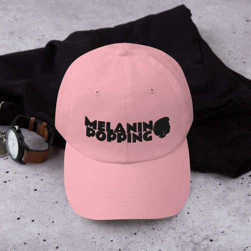 Printful Dad Hat Pink Melanin Popping Embroidered Dad Hat-Custom Adjustable Dad Hat-Blk