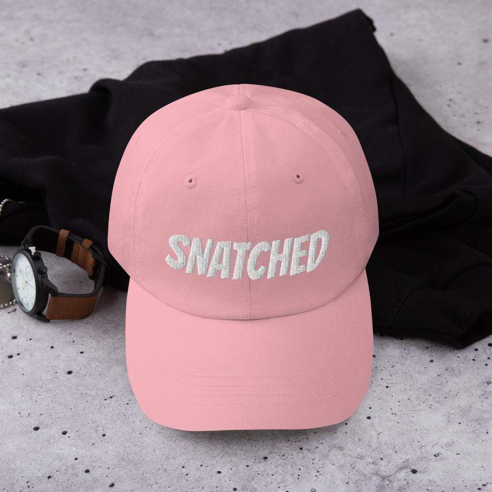 Printful Dad Hat Pink Snatched Embroidered Dad Hat-Custom Adjustable Dad Hat-White