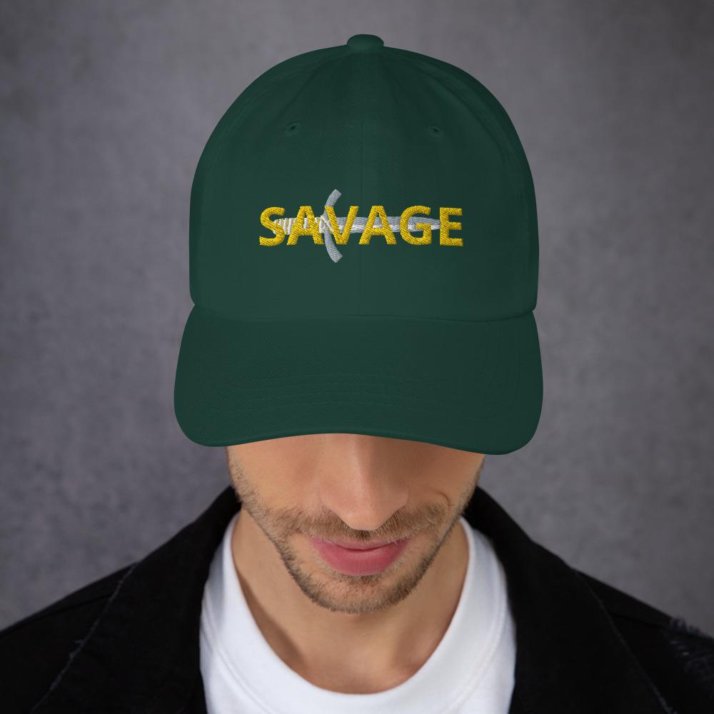 Printful Dad Hat Savage Embroidered Dad Hat-Custom Adjustable Dad Hat-Gold