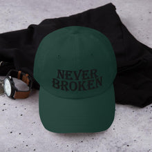 Load image into Gallery viewer, Printful Dad Hat Spruce Never Broken Embroidered Dad Hat-Custom Adjustable Dad Hat-Black
