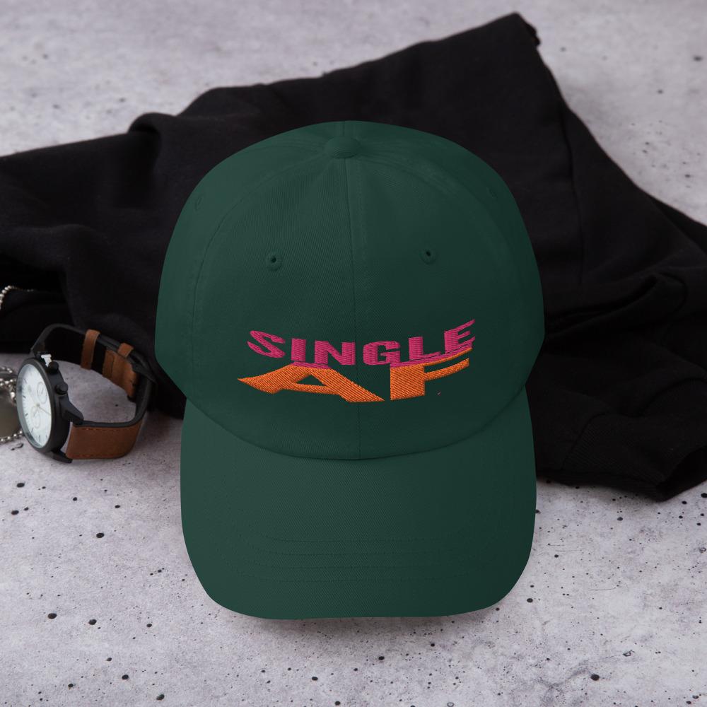 Printful Dad Hat Spruce Single As Fuck Embroidered Dad Hat-Custom Adjustable Dad Hat