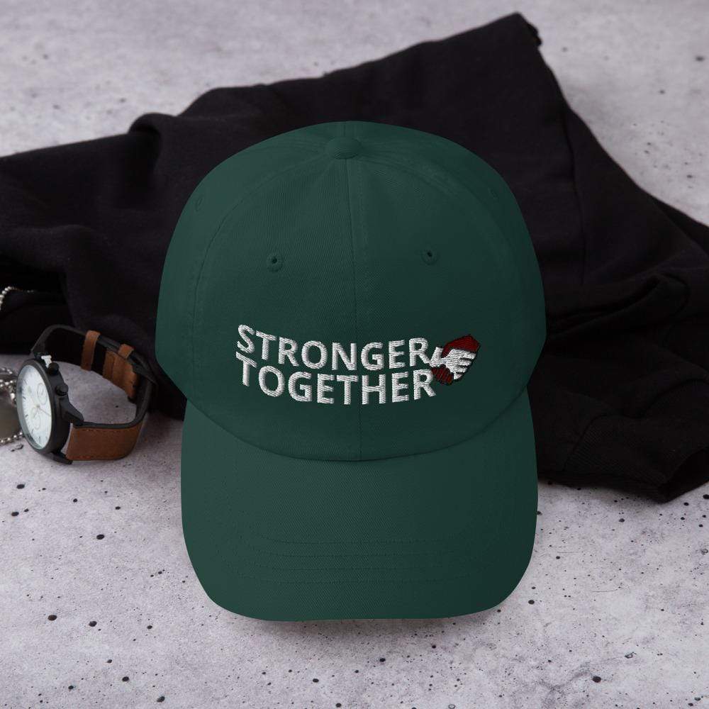 Printful Dad Hat Spruce Stronger Together Embroidered Dad Hat-Custom Adjustable Dad Hat-White