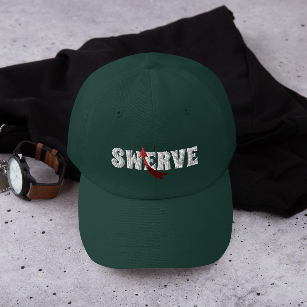 Printful Dad Hat Spruce Swerve Embroidered Dad Hat-Custom Adjustable Dad Hat-White