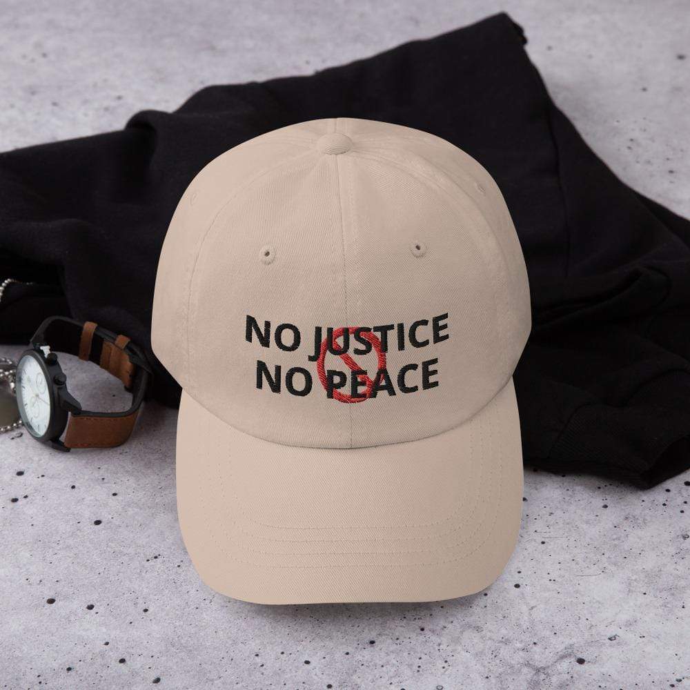 Printful Dad Hat Stone No Justice/Peace BLM Embroidered Dat Hat-Custom Adjustable Dad Hat-Blk