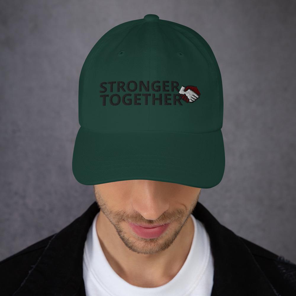 Printful Dad Hat Stronger Together Embroidered Dad Hat-Custom Adjustable Dad Hat-Black