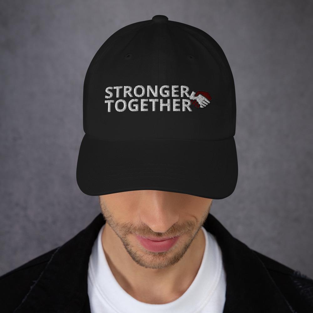 Printful Dad Hat Stronger Together Embroidered Dad Hat-Custom Adjustable Dad Hat-White