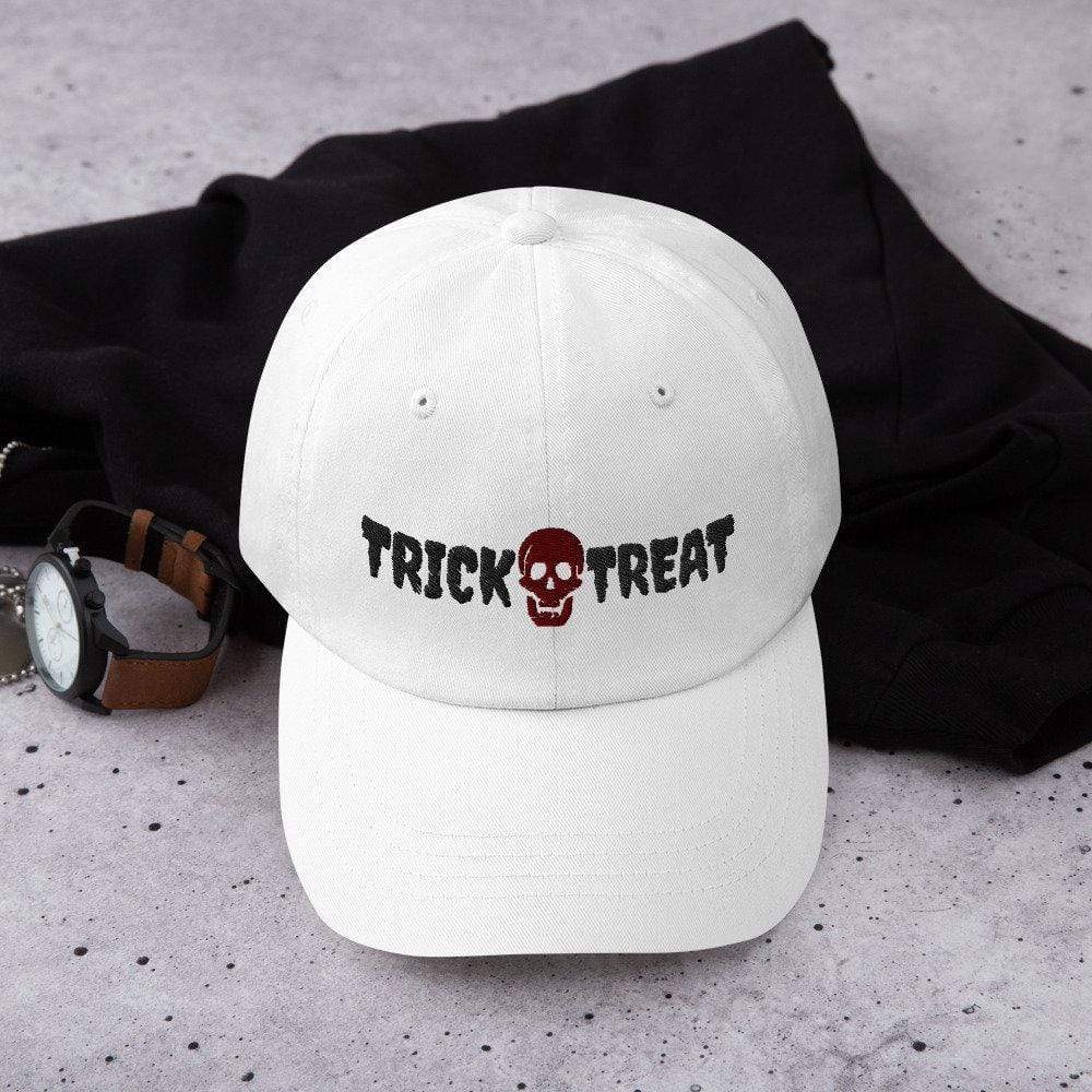 Printful Dad Hat Trick Or Treat Halloween Embroidered Dad Hat-Black