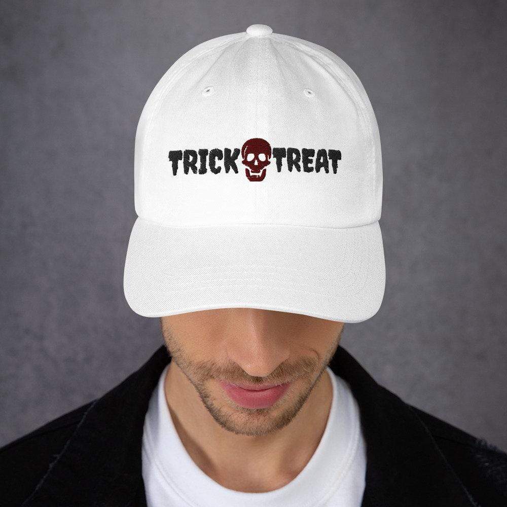 Printful Dad Hat Trick Or Treat Halloween Embroidered Dad Hat-Black