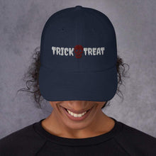Load image into Gallery viewer, Printful Dad Hat Trick Or Treat Halloween Embroidered Dad Hat-White
