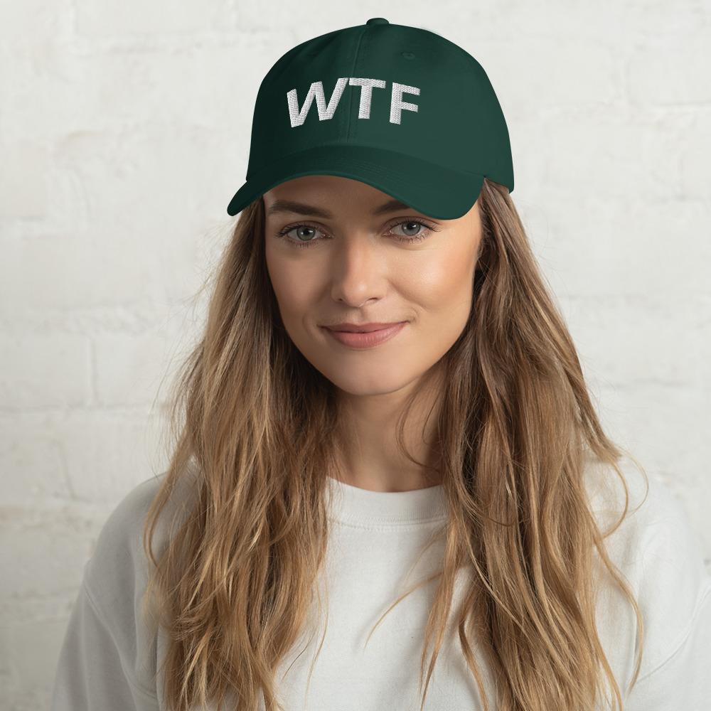 Printful Dad Hat What The Fuck Embroidered Dad Hat-Custom Adjustable Dad Hat-White