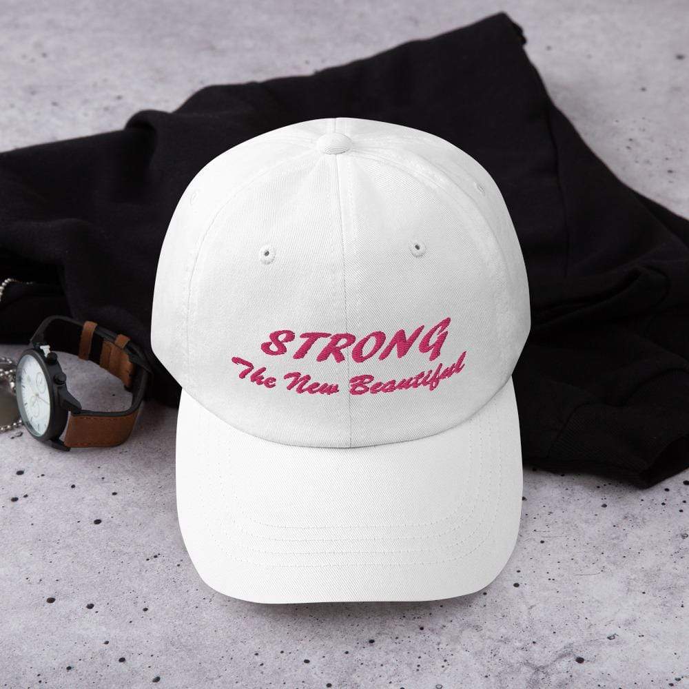 Printful Dad Hat White Strong Embroidered Dad Hat-Custom Adjustable Dad Hat-Pink