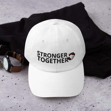 Charger l&#39;image dans la galerie, Printful Dad Hat White Stronger Together Embroidered Dad Hat-Custom Adjustable Dad Hat-Black
