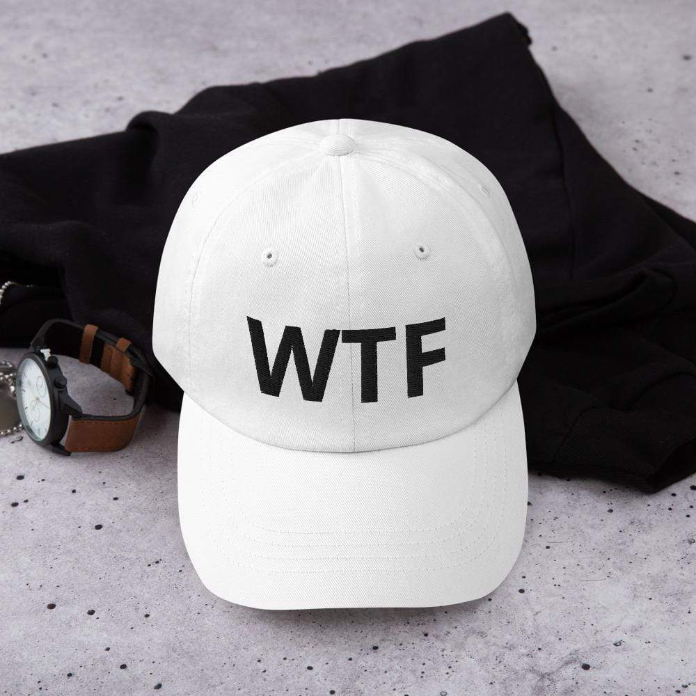 Printful Dad Hat White What The Fuck Embroidered Dad Hat-Custom Adjustable Dad Hat-Black