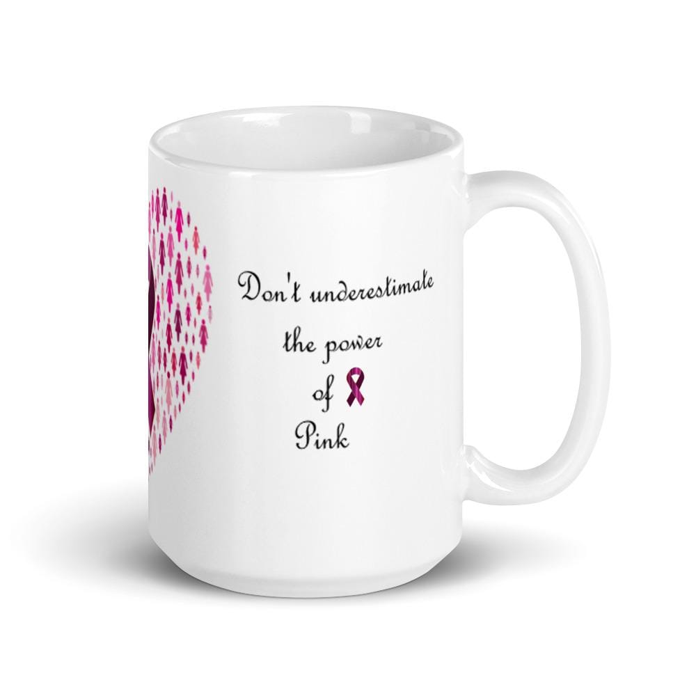 Printful Mug 15oz The Power Of Pink Breast Cancer Awareness Mug-Custom Coffee Mug