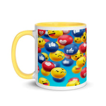 Load image into Gallery viewer, Printful Mugs Flying Emojis Cute Coffee Mug with Color Inside-Funny Mug
