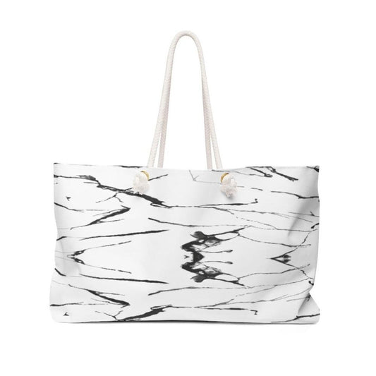 Printify Bags 24x13 White Marble Weekender Bag-Women's Weekender Bag-Large Weekender Bag