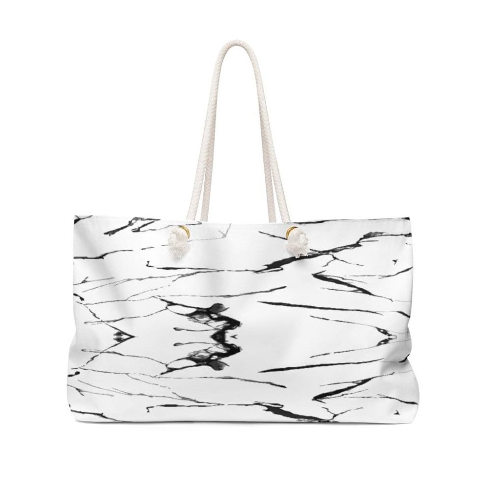 Printify Bags 24x13 White Marble Weekender Bag-Women's Weekender Bag-Large Weekender Bag