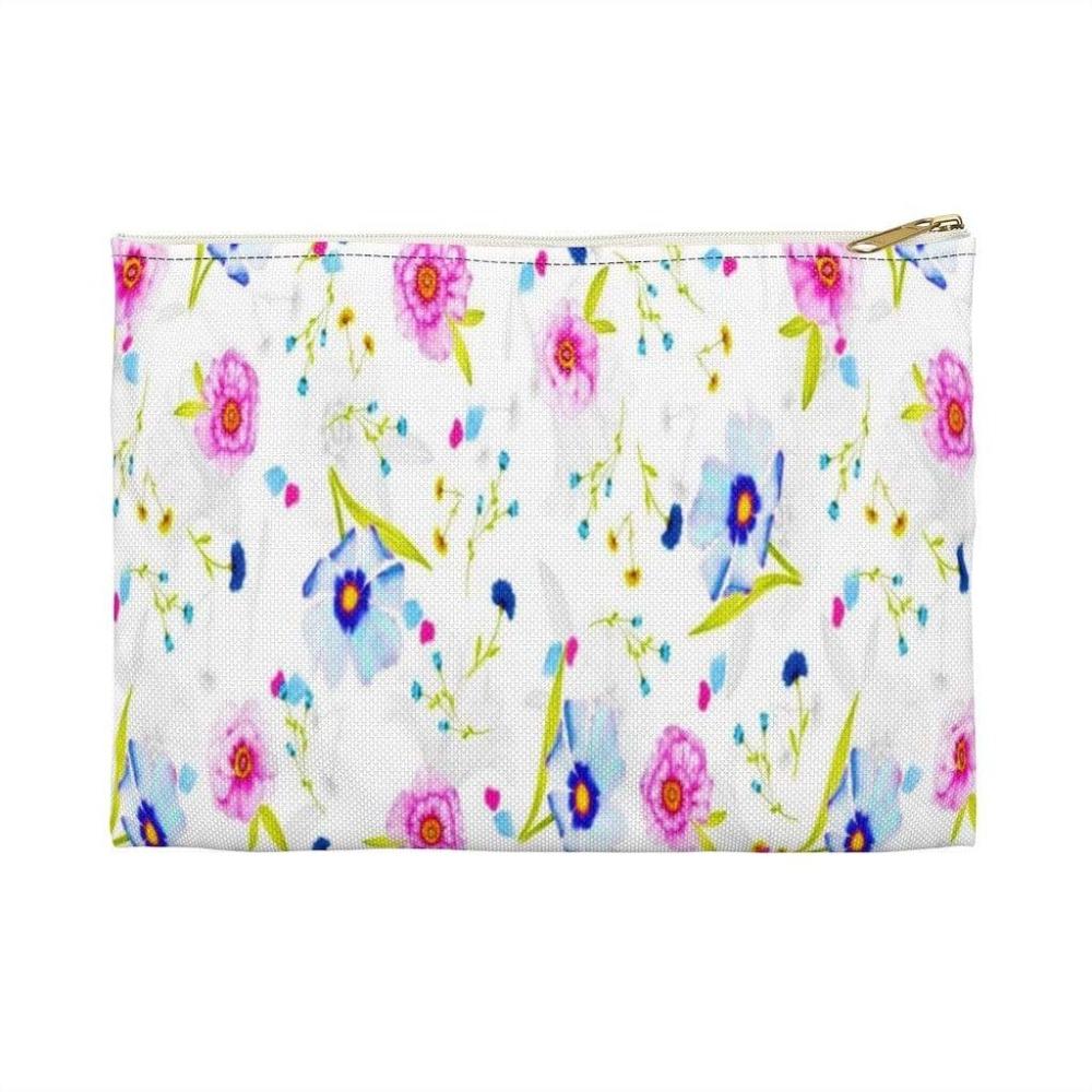 Printify Bags Large / White Floral Accessory Bag Pouch-Accessory Zipper Pouch - Accessory Bag