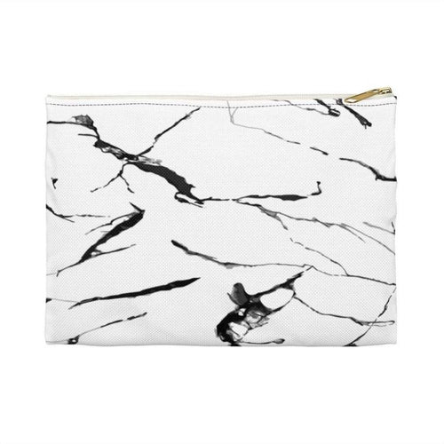 Printify Bags Large / White White Marble Accessory Bag Pouch-Accessory Zipper Pouch - Accessory Bag