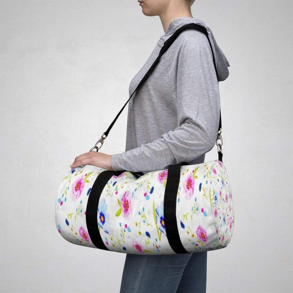 Printify Bags Small Floral Stripped Duffel Bag-Duffel Bag Carry On-Large Duffel Bag