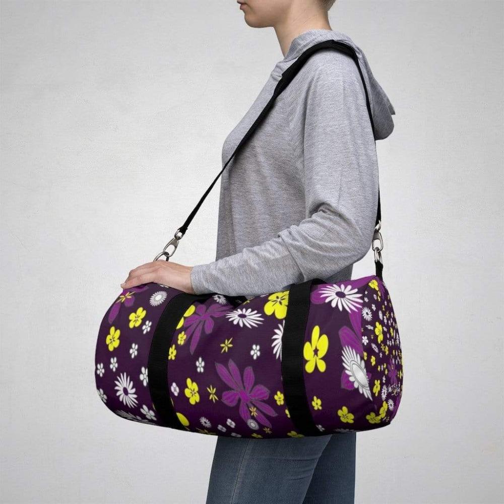Printify Bags Small Purple Floral Duffel Bag-Duffel Bag Carry On-Large Duffel Bag