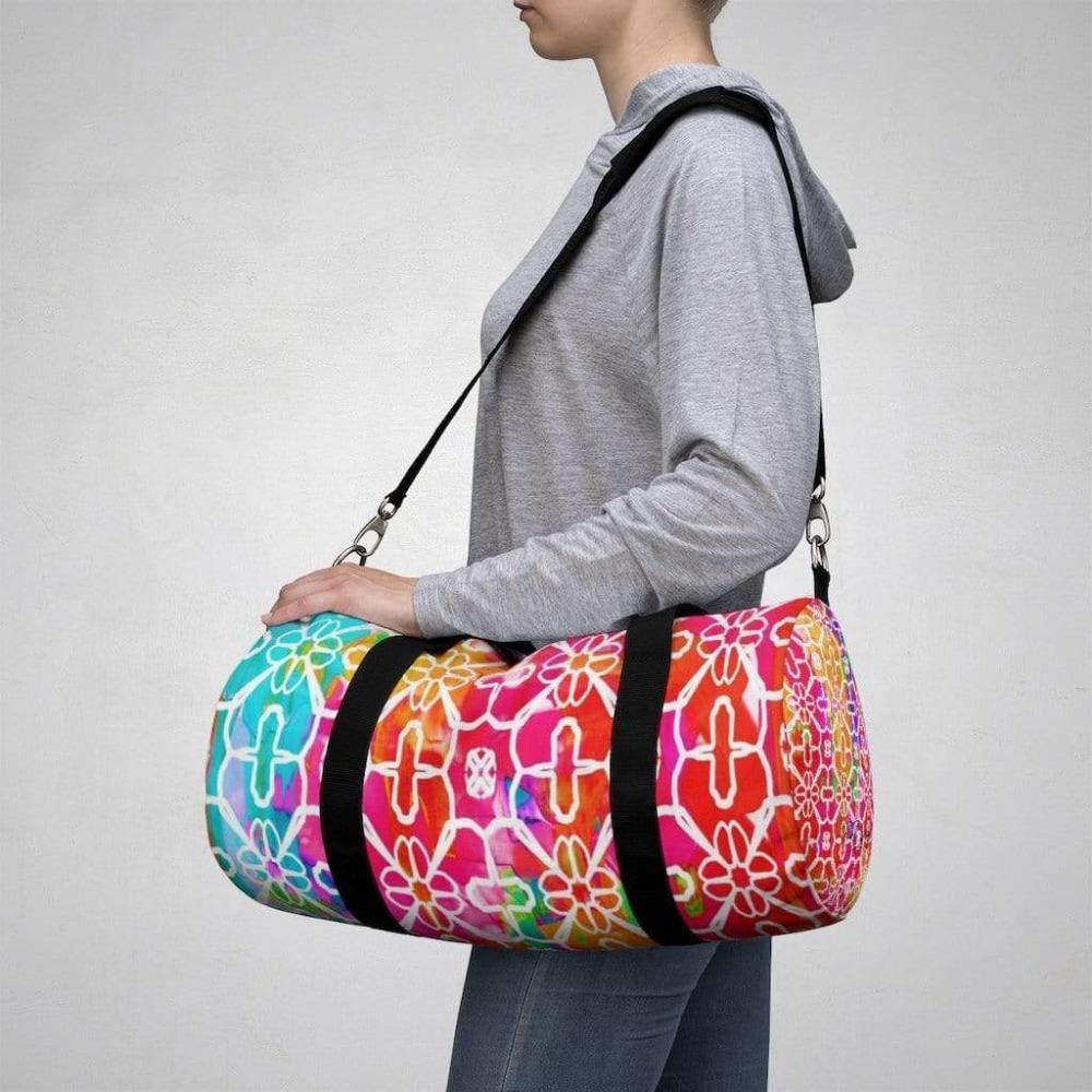 Printify Bags Small Vibrant Stripped Duffel Bag-Duffel Bag Carry On-Large Duffel Bag