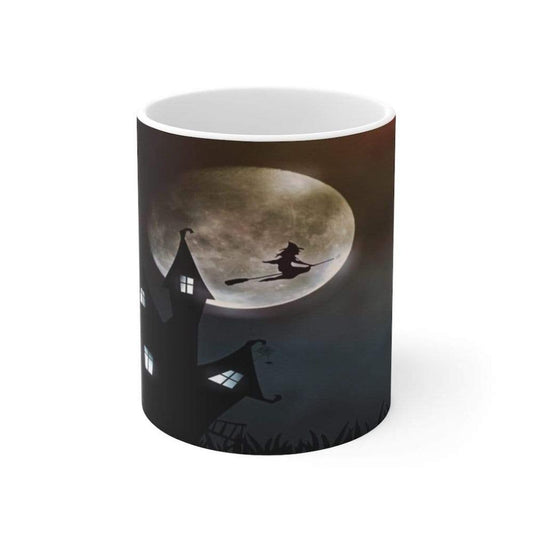 Printify Mug 11oz Witch Home Halloween White Ceramic Mug-Travel-Tea Cup-Fall-Farmhouse