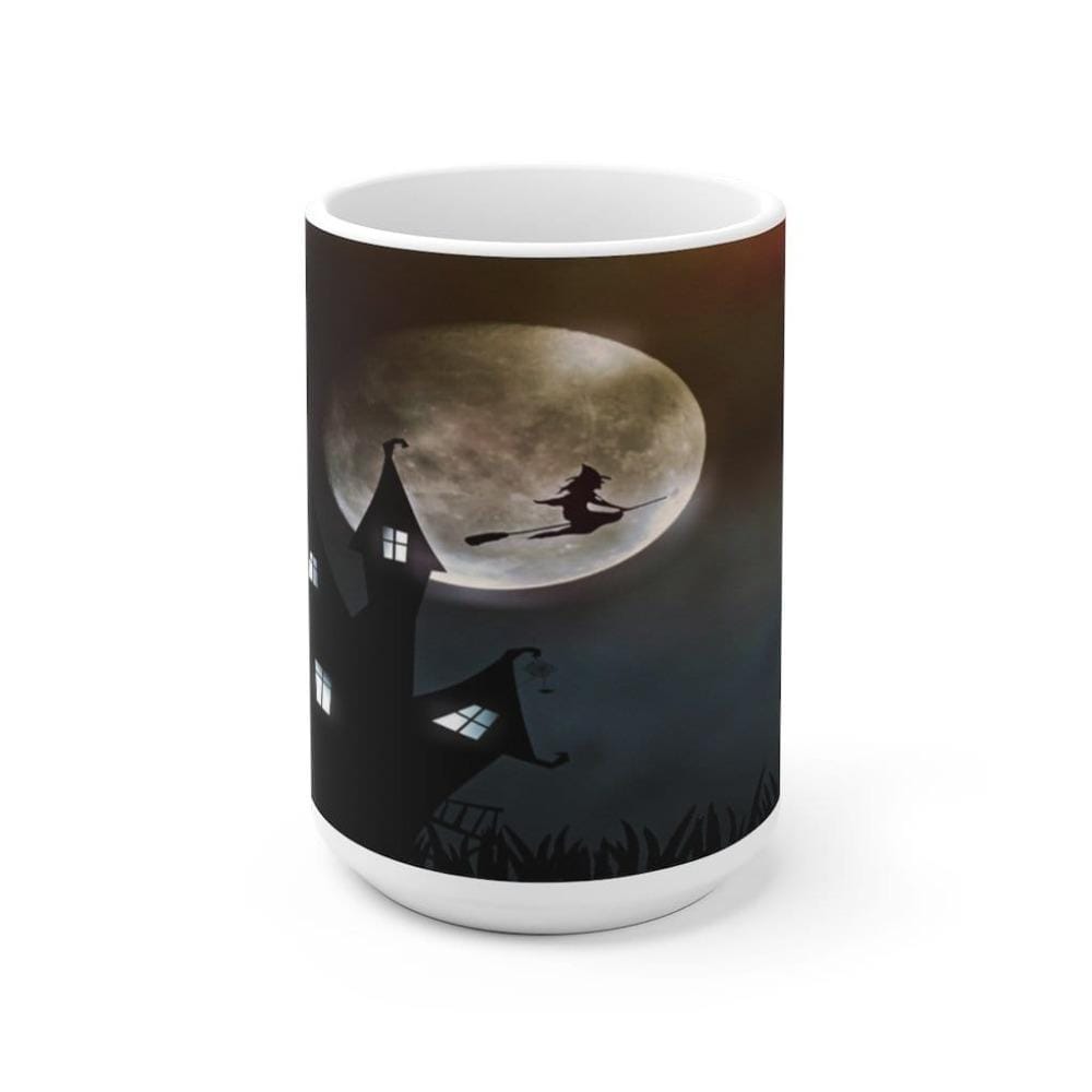 Printify Mug 15oz Witch Home Halloween White Ceramic Mug-Travel-Tea Cup-Fall-Farmhouse