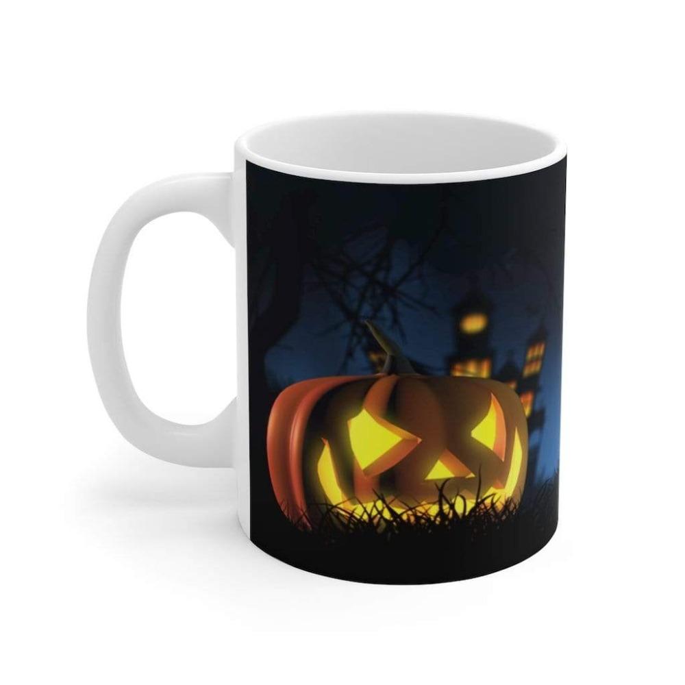 Printify Mug Pumpkin Halloween White Ceramic Mug-Travel-Tea Cup-Fall-Farmhouse