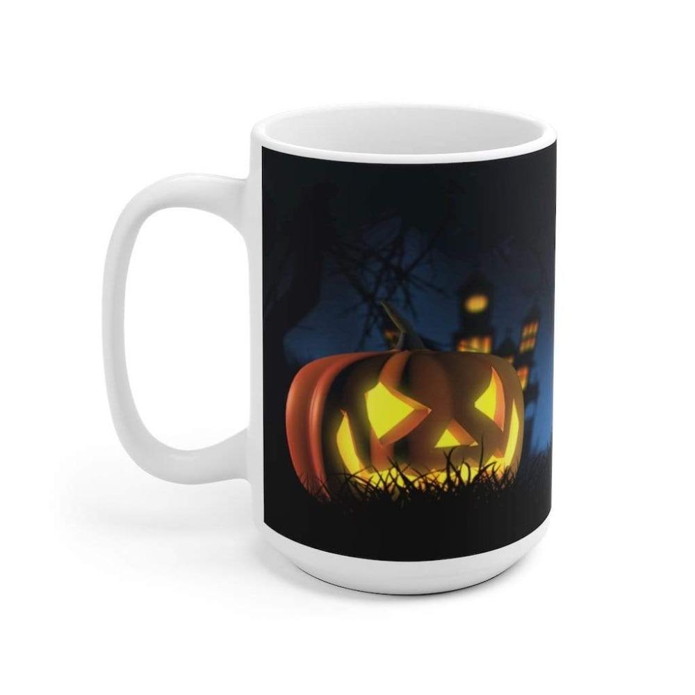 Printify Mug Pumpkin Halloween White Ceramic Mug-Travel-Tea Cup-Fall-Farmhouse