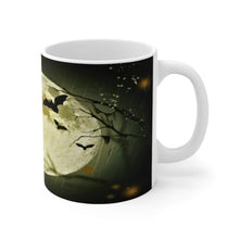 Load image into Gallery viewer, Printify Mug Scary Moon Halloween White Ceramic Mug-Travel-Tea Cup-Fall-Farmhouse
