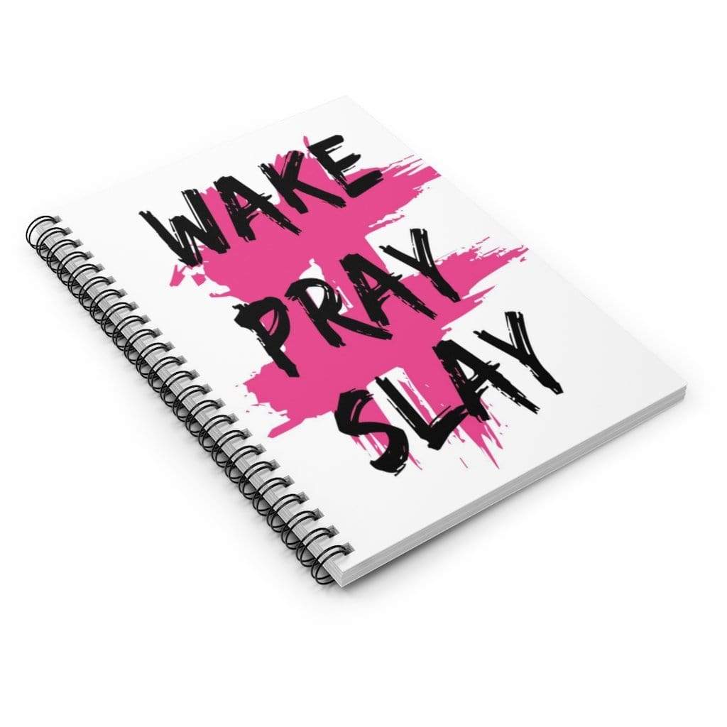 Printify Paper products One Size Wake Pray Slay Spiral Notebook-Spiral Notebook Ruled-Spiral Journal