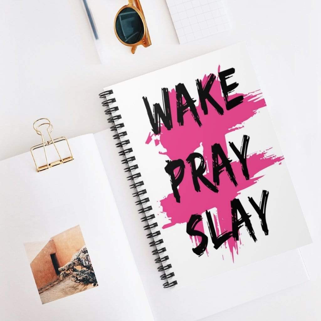 Printify Paper products One Size Wake Pray Slay Spiral Notebook-Spiral Notebook Ruled-Spiral Journal