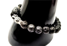 Cargar imagen en el visor de la galería, Black And White Lava Stone Bracelet-Agate Bracelet-Unisex Bracelet
